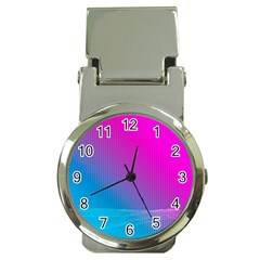 With Wireframe Terrain Modeling Fabric Wave Chevron Waves Pink Blue Money Clip Watches