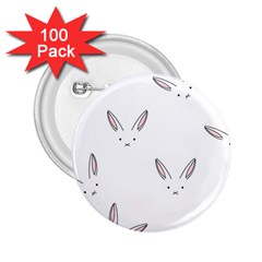 Bunny Line Rabbit Face Animals White Pink 2 25  Buttons (100 Pack) 