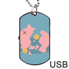 Coins Pink Coins Piggy Bank Dollars Money Tubes Dog Tag Usb Flash (one Side) by Mariart