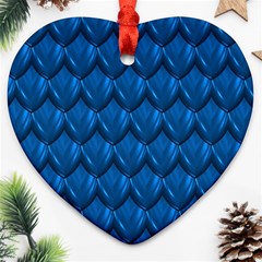 Blue Dragon Snakeskin Skin Snake Wave Chefron Ornament (heart) by Mariart