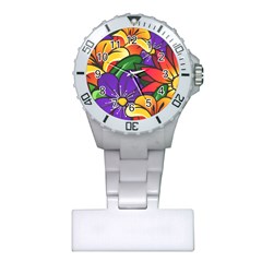 Bright Flowers Floral Sunflower Purple Orange Greeb Red Star Plastic Nurses Watch