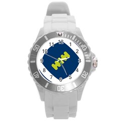 Football America Blue Green White Sport Round Plastic Sport Watch (l)