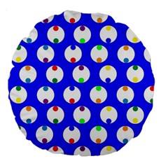 Easter Egg Fabric Circle Blue White Red Yellow Rainbow Large 18  Premium Round Cushions by Mariart