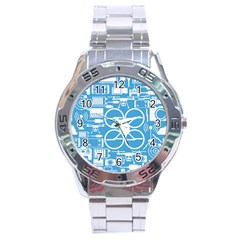 Drones Registration Equipment Game Circle Blue White Focus Stainless Steel Analogue Watch by Mariart