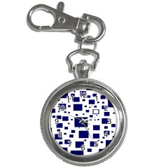 Illustrated Blue Squares Key Chain Watches by Mariart