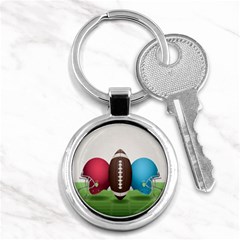 Helmet Ball Football America Sport Red Brown Blue Green Key Chains (round)  by Mariart