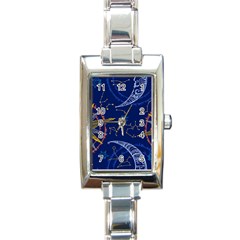 Sun Moon Seamless Star Blue Sky Space Face Circle Rectangle Italian Charm Watch by Mariart