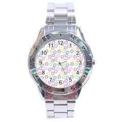 Star Space Color Rainbow Pink Purple Green Yellow Light Neons Stainless Steel Analogue Watch by Mariart