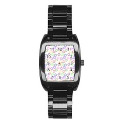 Star Space Color Rainbow Pink Purple Green Yellow Light Neons Stainless Steel Barrel Watch by Mariart