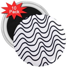 Wave Waves Chefron Line Grey White 3  Magnets (10 Pack)  by Mariart