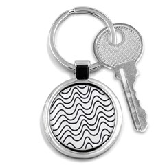 Wave Waves Chefron Line Grey White Key Chains (round) 