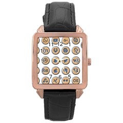 Social Media Icon Icons Social Rose Gold Leather Watch  by Nexatart