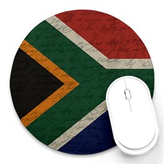 Vintage Flag - South Africa Round Mousepads by ValentinaDesign