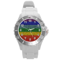 Vintage Flag - Pride Round Plastic Sport Watch (l) by ValentinaDesign