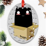 Black Cat in a Box Ornament (Oval Filigree) Front