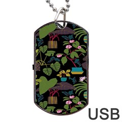 Wreaths Flower Floral Leaf Rose Sunflower Green Yellow Black Dog Tag Usb Flash (one Side) by Mariart