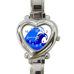 Blue Beach Sea Wave Waves Chevron Water Heart Italian Charm Watch by Mariart