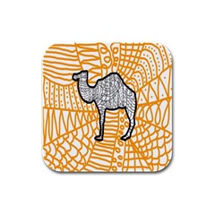 Animals Camel Animals Deserts Yellow Rubber Square Coaster (4 Pack) 