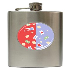 Glasses Red Blue Green Cloud Line Cart Hip Flask (6 Oz) by Mariart