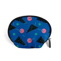 Seamless Triangle Circle Blue Waves Pink Accessory Pouches (small)  by Mariart