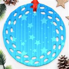 Star Blue Sky Space Line Vertical Light Ornament (round Filigree) by Mariart