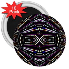 Dark Ethnic Sharp Bold Pattern 3  Magnets (10 Pack)  by dflcprints