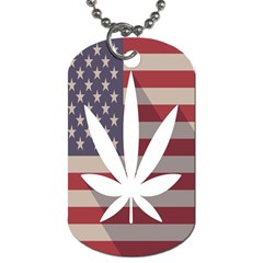 Flag American Star Blue Line White Red Marijuana Leaf Dog Tag (two Sides) by Mariart