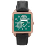 Laughs Funny Photo Contest Smile Face Mask Rose Gold Leather Watch  Front