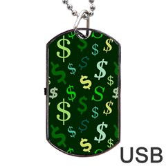 Money Us Dollar Green Dog Tag Usb Flash (one Side) by Mariart