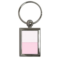 Love Polka Dot White Pink Line Key Chains (rectangle) 