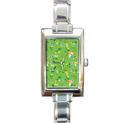 Mushrooms Flower Leaf Tulip Rectangle Italian Charm Watch