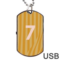 Number 7 Line Vertical Yellow Pink Orange Wave Chevron Dog Tag Usb Flash (one Side) by Mariart