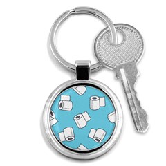 Roller Tissue White Blue Restroom Key Chains (round) 