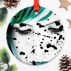 Beauty Woman Close Up Artistic Portrait Ornament (round) by dflcprints