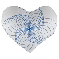 Blue Spirograph Pattern Drawing Design Large 19  Premium Heart Shape Cushions by Nexatart