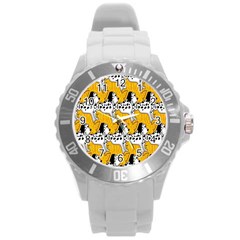 Animals Cat Dog Dalmation Round Plastic Sport Watch (l)