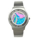 Aurora Color Rainbow Space Blue Sky Purple Yellow Green Pink Red Stainless Steel Watch Front