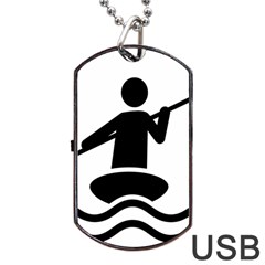 Cropped Kayak Graphic Race Paddle Black Water Sea Wave Beach Dog Tag Usb Flash (one Side) by Mariart