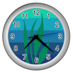 Gender Sea Flags Leaf Wall Clocks (silver) 