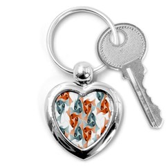 Make Tessellation Fish Tessellation Blue White Key Chains (heart) 