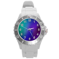 Galaxy Blue Purple Round Plastic Sport Watch (l)