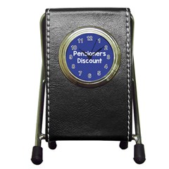 Pensioners Discount Sale Blue Pen Holder Desk Clocks