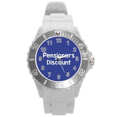 Pensioners Discount Sale Blue Round Plastic Sport Watch (l) by Mariart