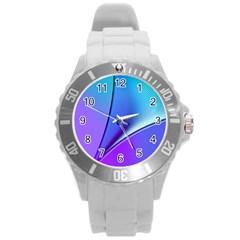 Line Blue Light Space Purple Round Plastic Sport Watch (l) by Mariart