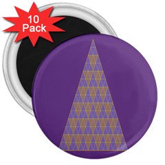 Pyramid Triangle  Purple 3  Magnets (10 Pack)  by Mariart