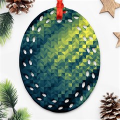 Polygon Dark Triangle Green Blacj Yellow Ornament (oval Filigree)