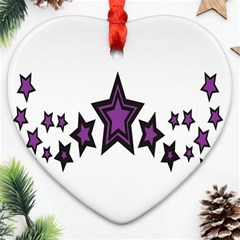 Star Purple Space Heart Ornament (two Sides) by Mariart