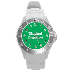 Student Discound Sale Green Round Plastic Sport Watch (l)