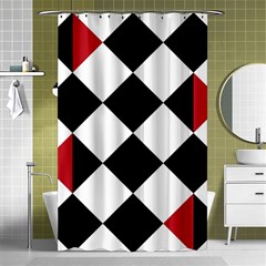 Survace Floor Plaid Bleck Red White Shower Curtain 48  X 72  (small) 