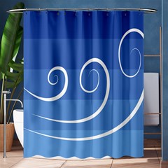 Ventigender Flags Wave Waves Chevron Leaf Blue White Shower Curtain 60  X 72  (medium)  by Mariart